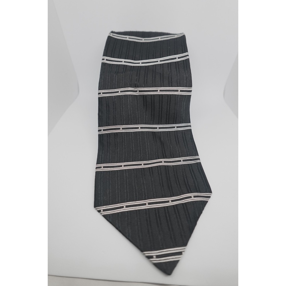 Henry Grethel Neck Tie - 100% Silk - Made in USA - Black & White Geometric‎